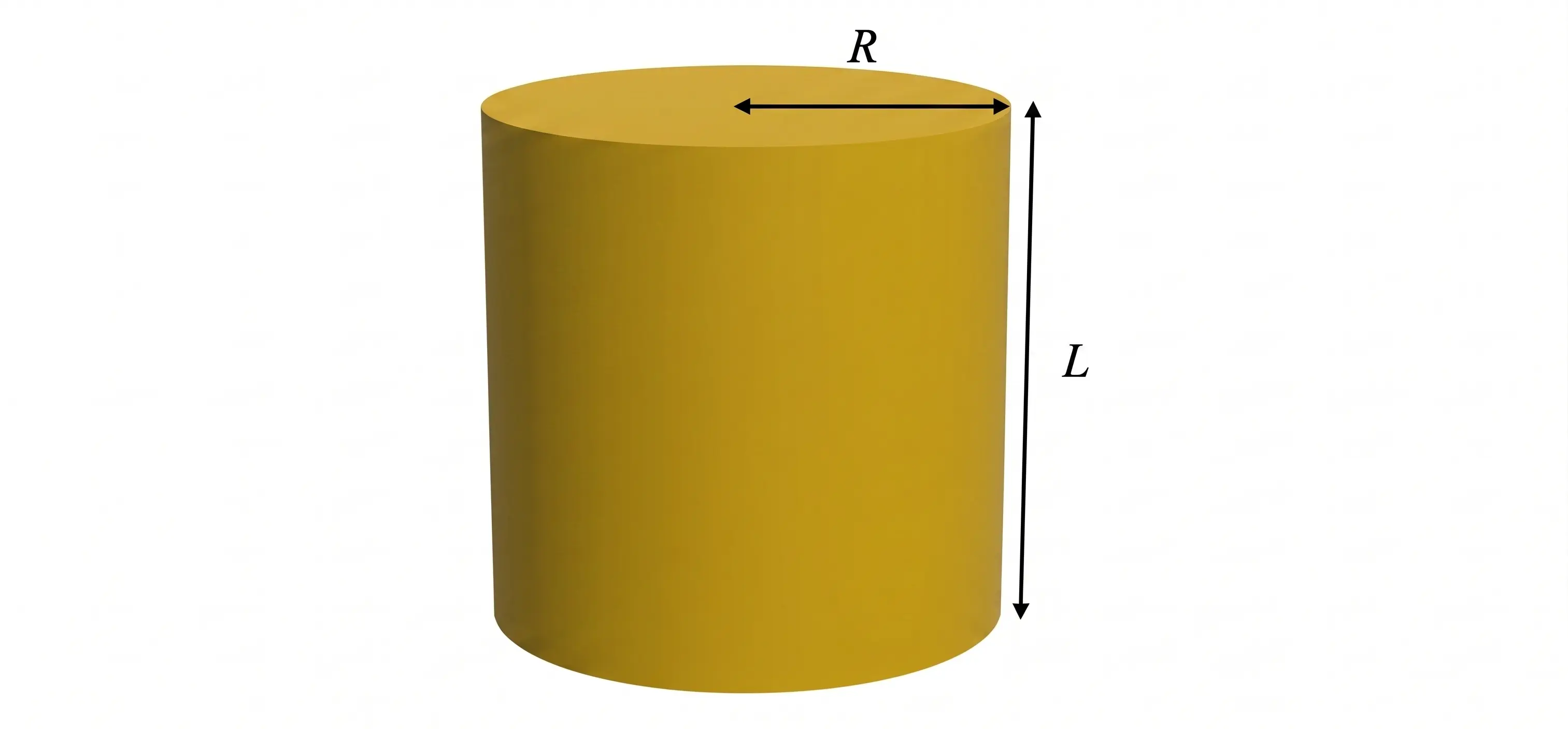 Cylinder with radius R and height L.