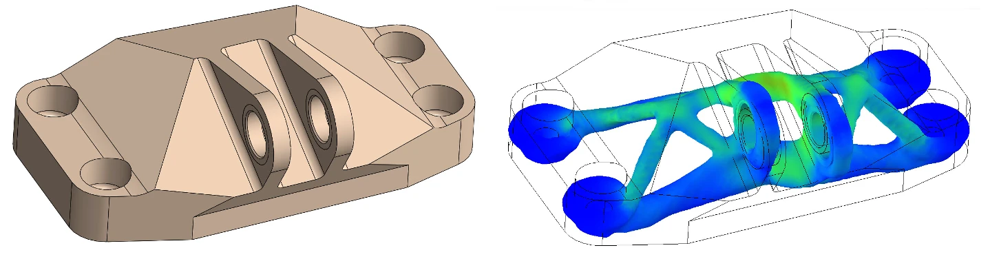 Input and output of topology optimization process. Adapted from here.